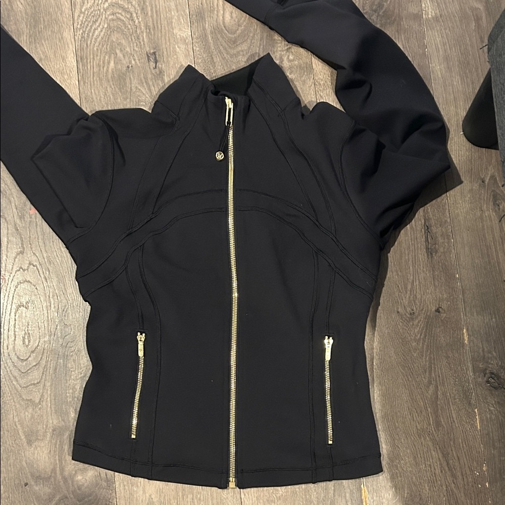 lululemon athletica Black Bomber Jacket with Gold Zipper